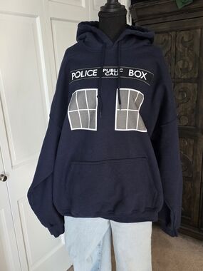 Doctor Who TARDIS Hoodie 2XL Police Public Call Box BBC Licensed Pullover